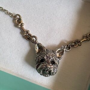 YORKSHIRE TERRIER STERLING NECKLACE WITH DOG BONE ACCENTS